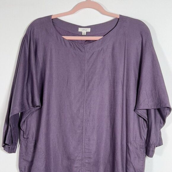 Wilfred Delphine Shift Mini Dress Womens XXS Purple Dolman Sleeve Lagenlook - Picture 2 of 11